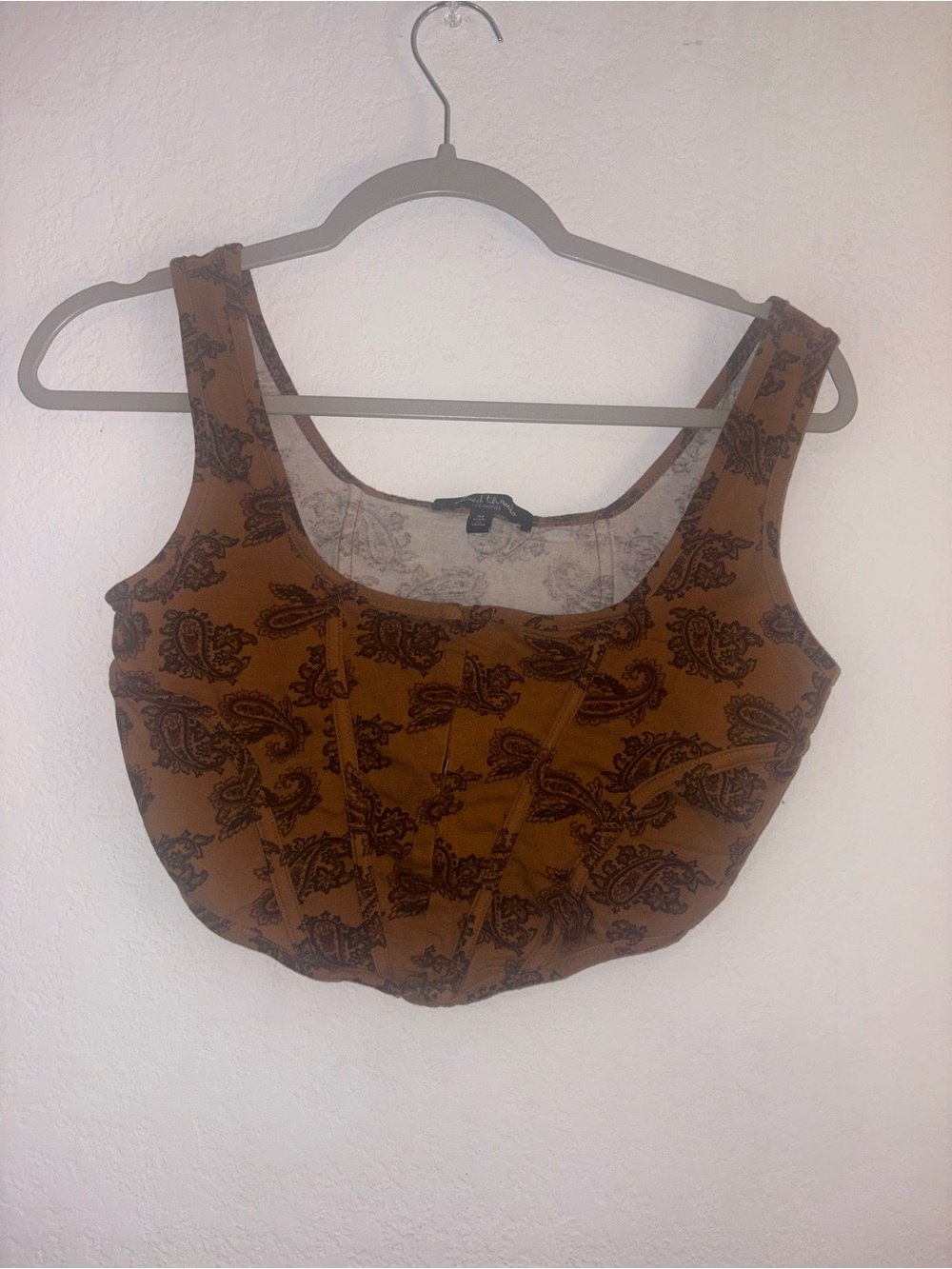 Brown Paisley Scoop Neck Tank Top